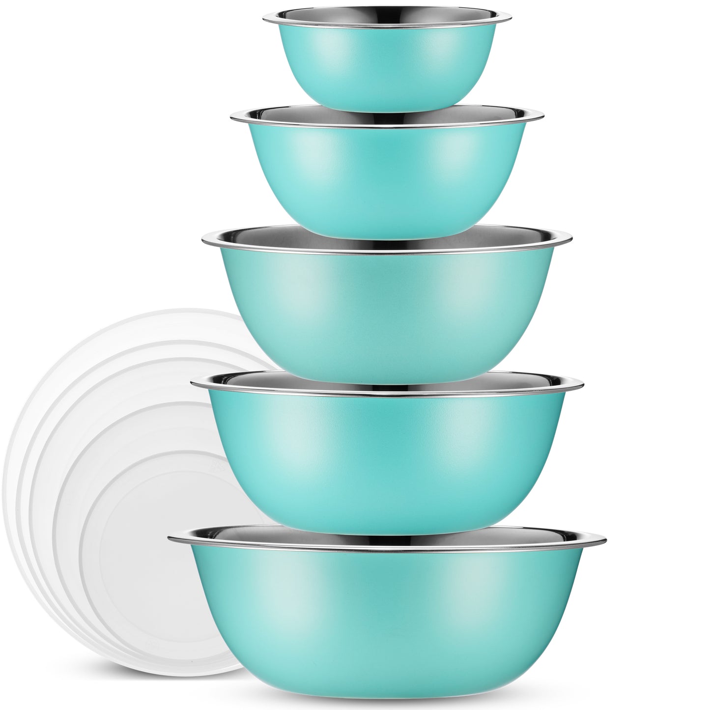Stainless Steel Mixing Bowls With Lids Set, Blue