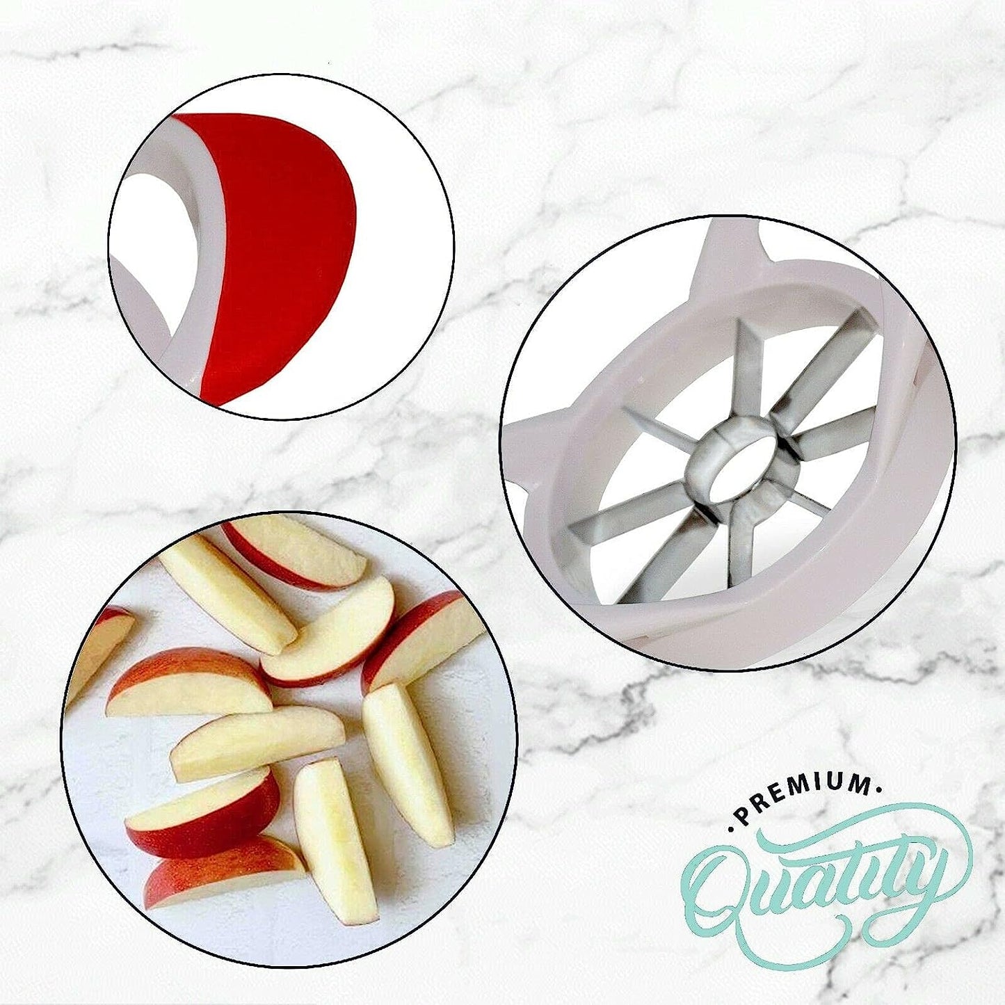 Premium Stainless Steel Apple Slicer, Corer and Divider, Easy to Use Kitchen Gadget