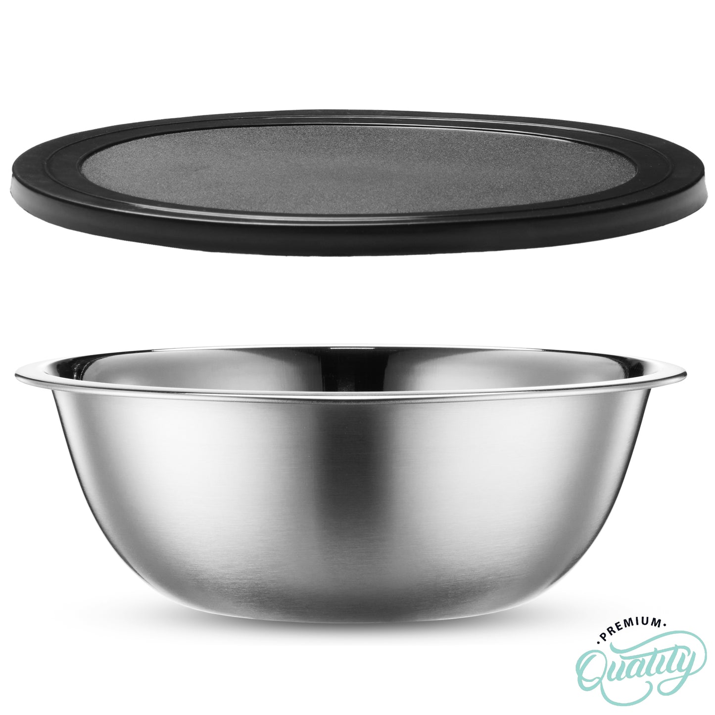 Heavy Duty Meal Prep Stainless Steel Mixing Bowls Set with Black Lids
