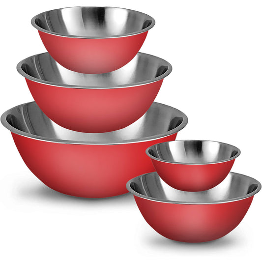 Stainless Steel Mixing Bowls Set - Red