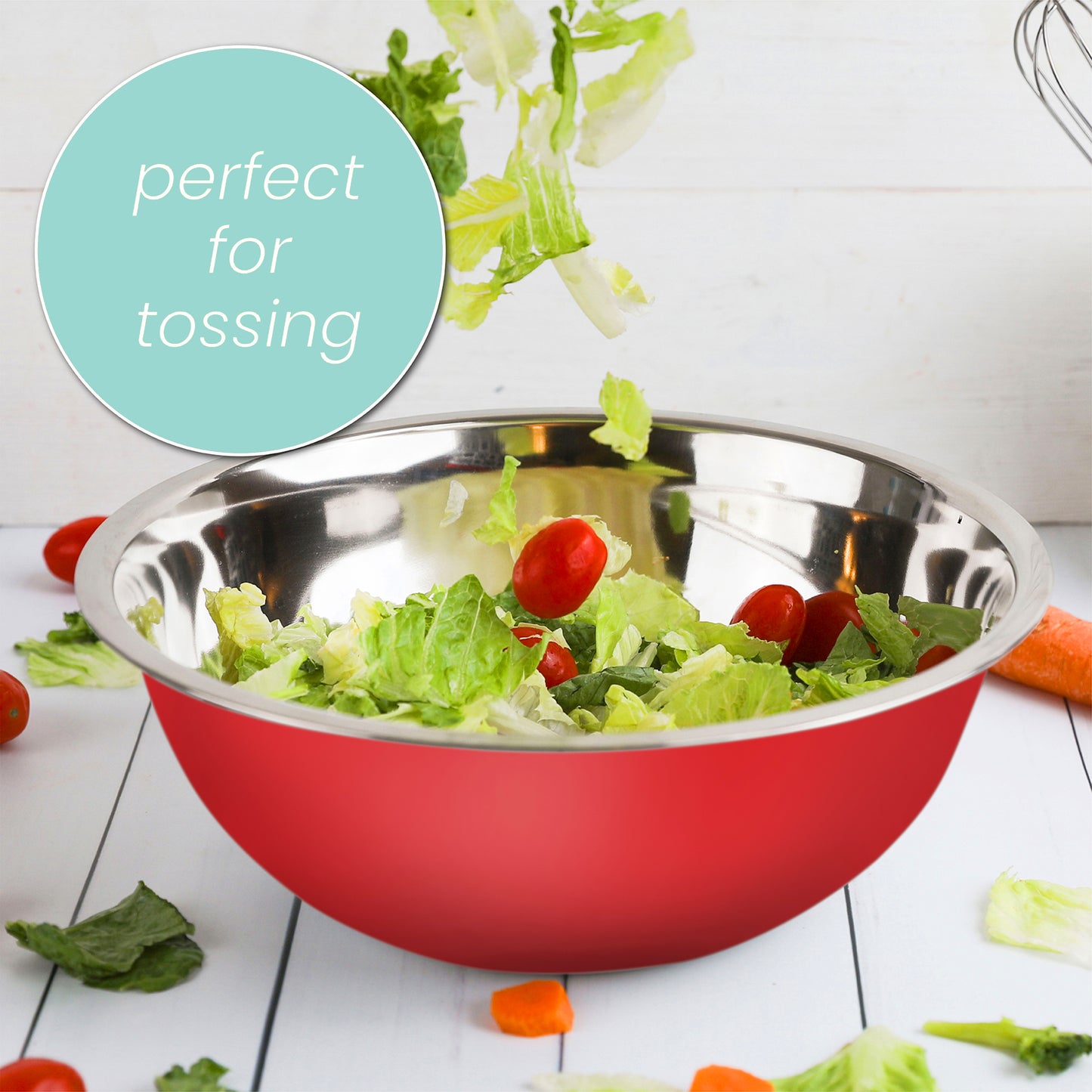 Stainless Steel Mixing Bowls Set - Red