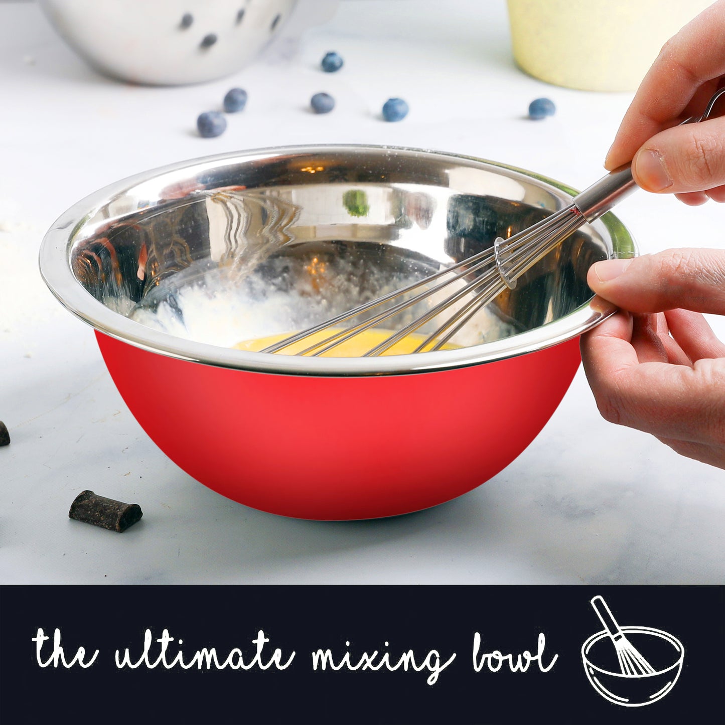 Stainless Steel Mixing Bowls Set - Red