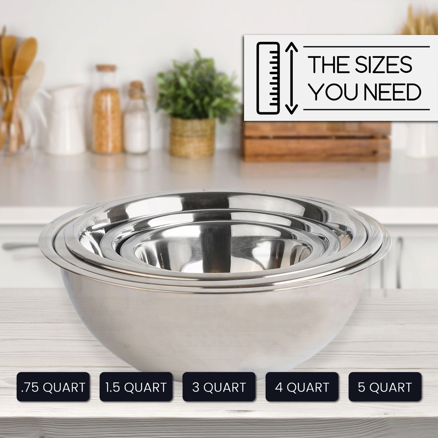 Heavy Duty Meal Prep Stainless Steel Mixing Bowls Set
